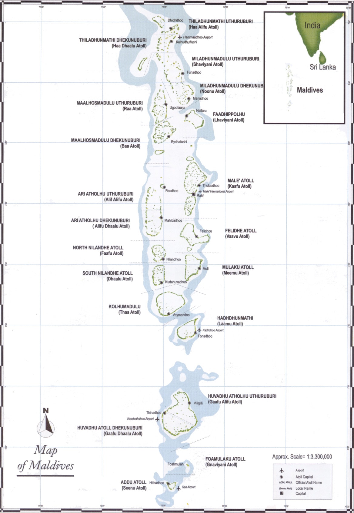 map of maldives with atolls