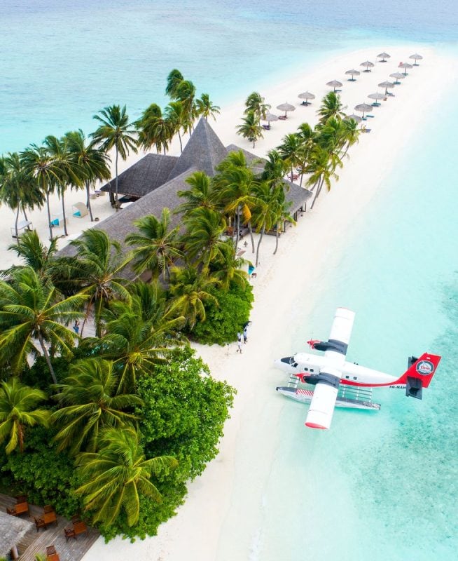 sea plane on an island of maldives