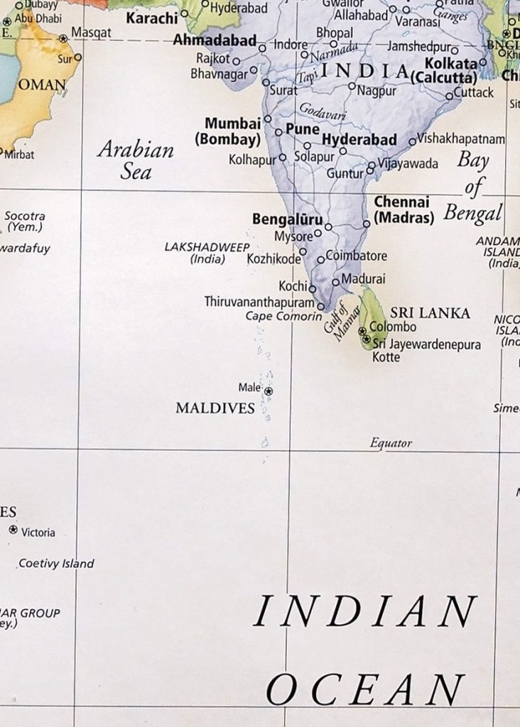 location of maldives on world map